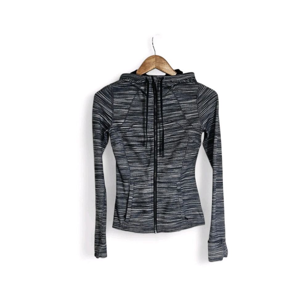 Lululemon Hooded Define Nulu Black Gray Space Dyed Full Zip Jacket Size 6